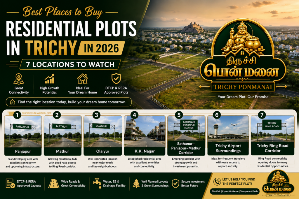 Best Places to buy residential plots in Trichy in 2026 - 7 locations to watch | Trcihy Ponmanai