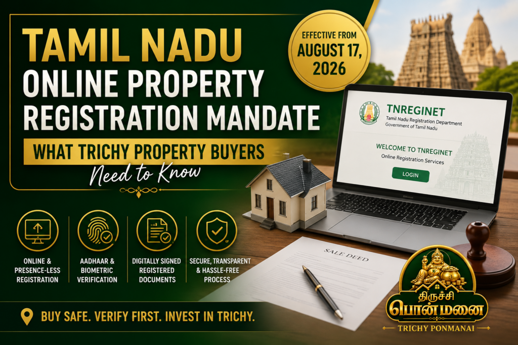 TNREGINET online property registration mandate in Tamil Nadu for Trichy property buyers